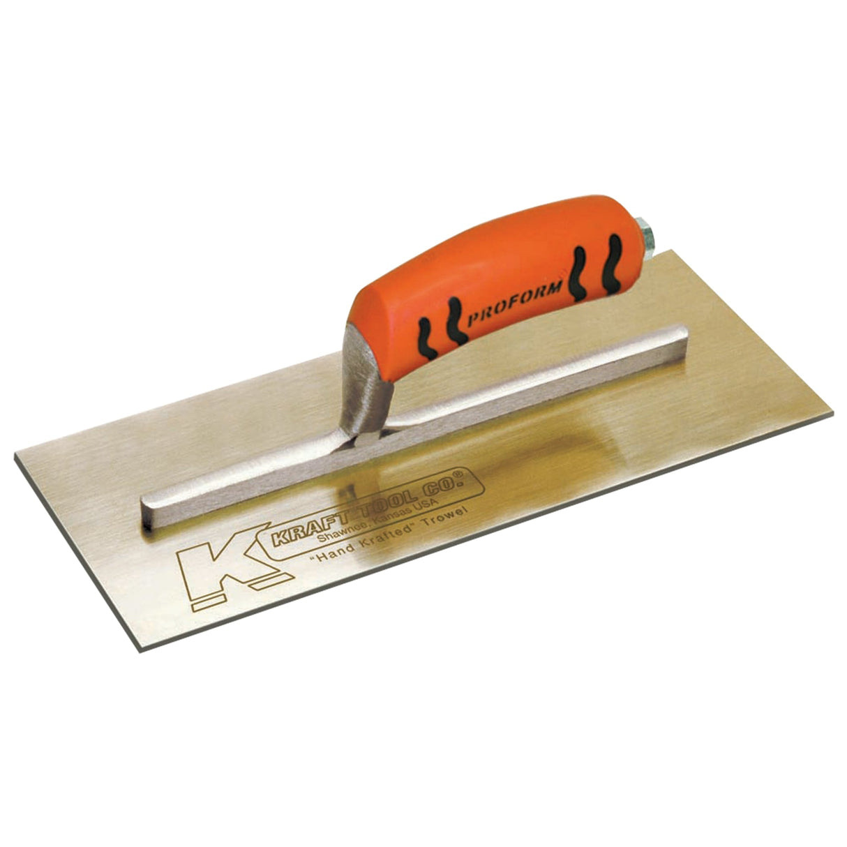 Kraft Tool PL460PF 13" x 5" Golden Stainless Steel Finish Trowel with ProForm® Handle