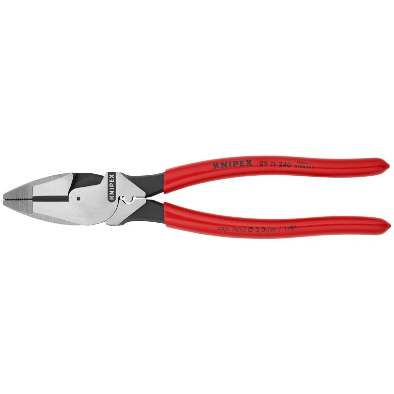 Knipex 09 11 240 9 1/2" High Leverage Lineman's Pliers New England with Fish Tape Puller & Crimper