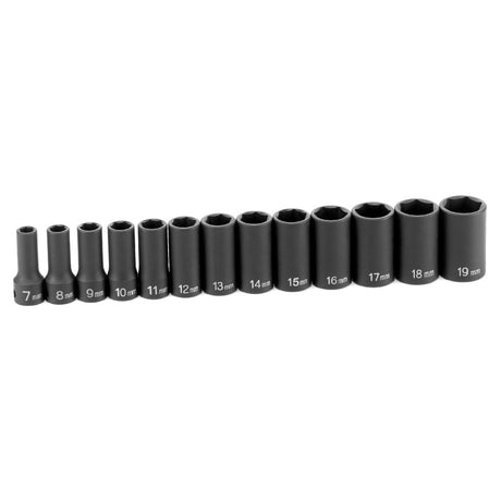 Grey Pneumatic 1213MSD 3/8" Drive Semi-Deep Length Impact Set