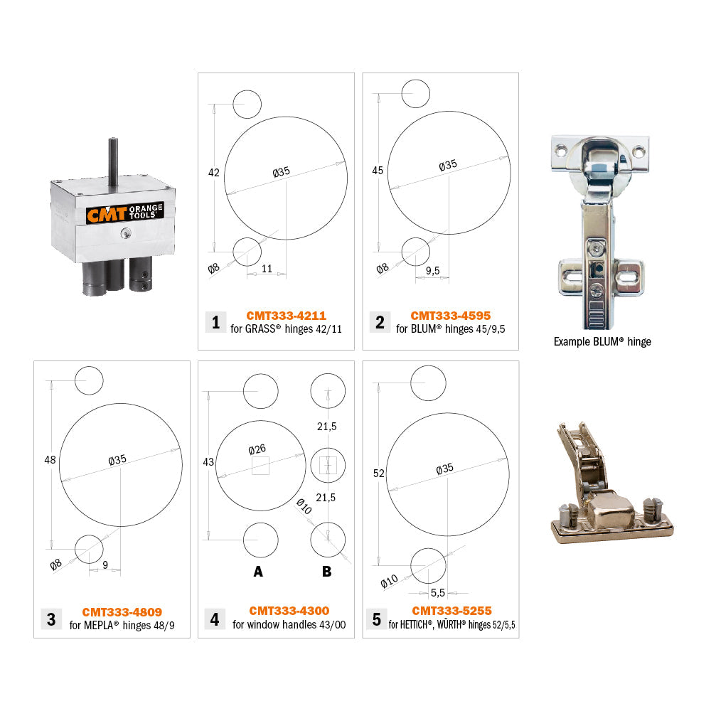 CMT 333-03 Universal Hinge Boring System