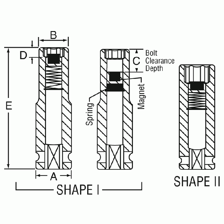 Grey Pneumatic 908MDG 1/4" Drive x 8mm Deep Length Magnetic Impact