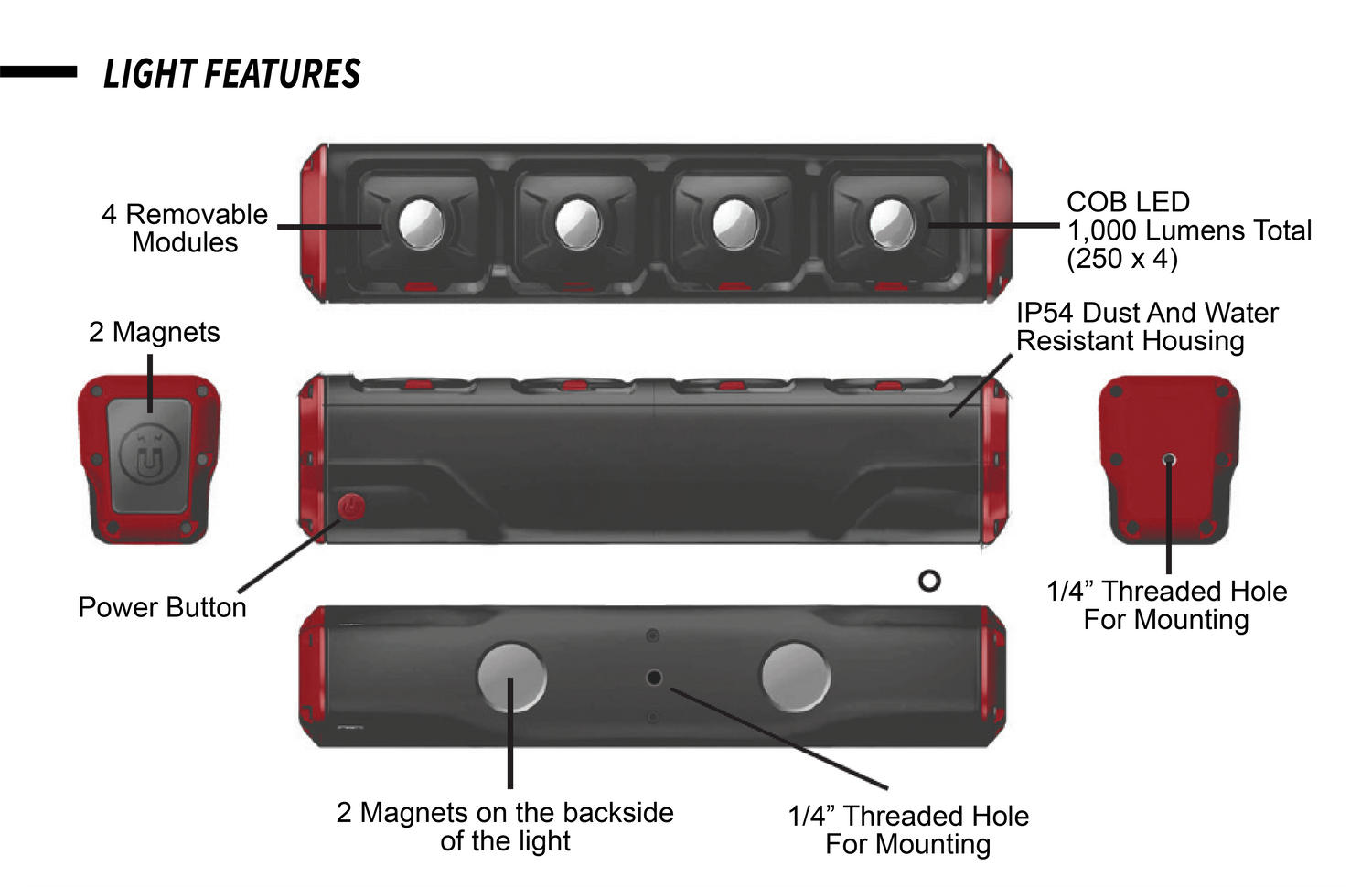 Power Probe PPMWL1000 Power Probe Tek Modular Work Light