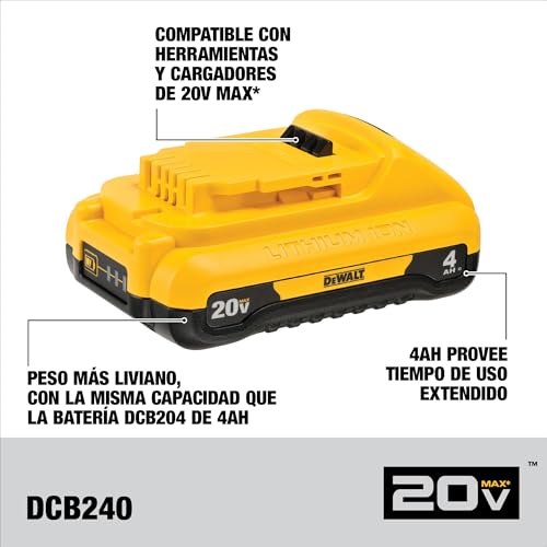 DEWALT DCB240-2 20V MAX* 4Ah Compact Lithium Ion Battery 2-Pack