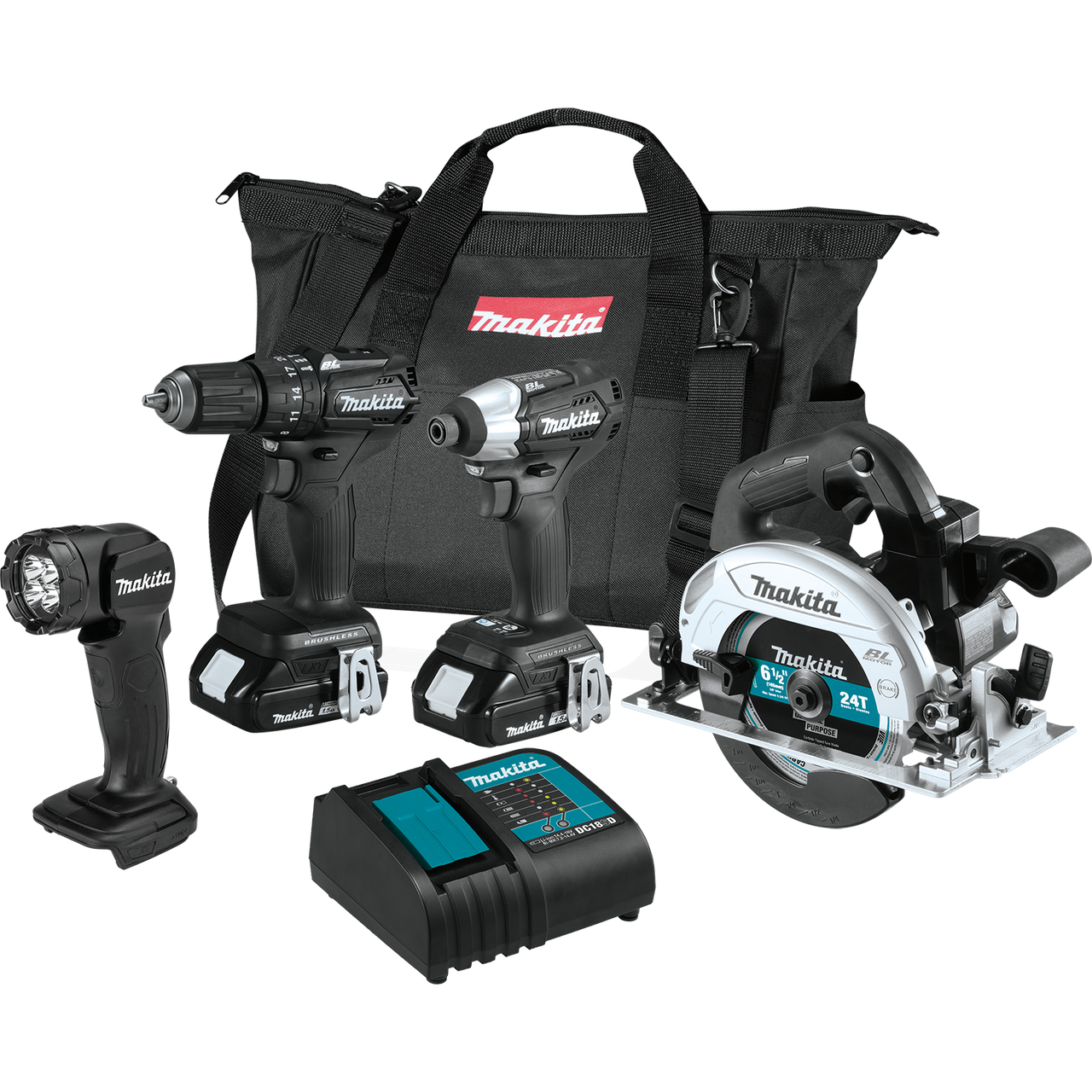 Makita CX401SYB Sub-Compact 4 Pc. Kit with BONUS BL1850B Battery
