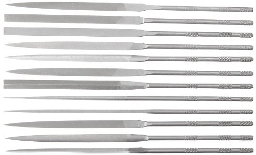 Nicholson 37767 12 Piece Needle File Set with Handles Swiss Pattern Double Cut #2 Coarseness