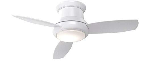 Minka-Aire Concept II 52" Flush Mount LED Ceiling Fan with Light & Remote – White (F519L-WH)