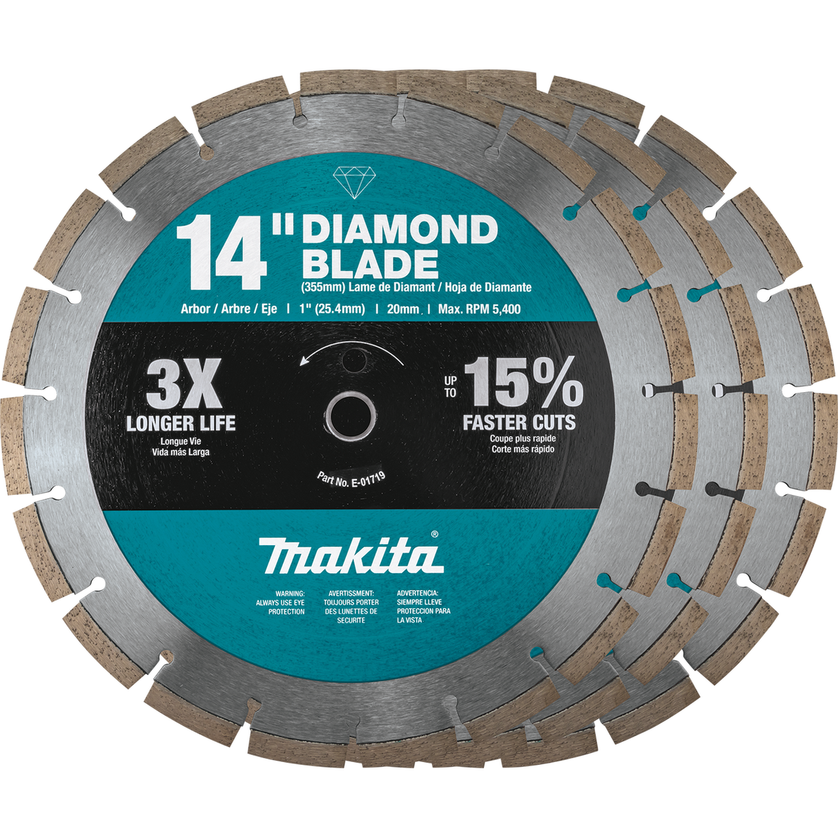 14" Diamond Blade, Segmented, General Purpose, Contractor 3/pk