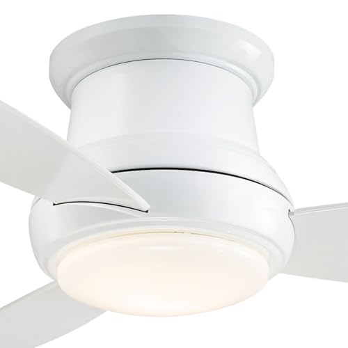 Minka-Aire Concept II 44" Flush Mount LED Ceiling Fan with Light & Remote – White (F518L-WH)