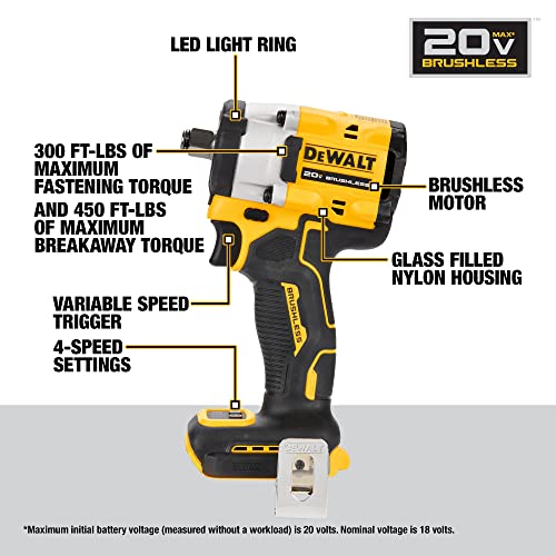 DEWALT DCF921B ATOMIC 20V MAX* 1/2 in Cordless Impact Wrench