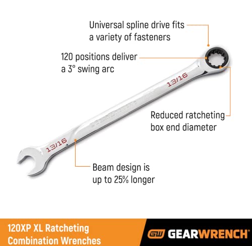 GEARWRENCH 86451 16 Piece 120XP Universal Spline XL Ratcheting Combination Wrench Set