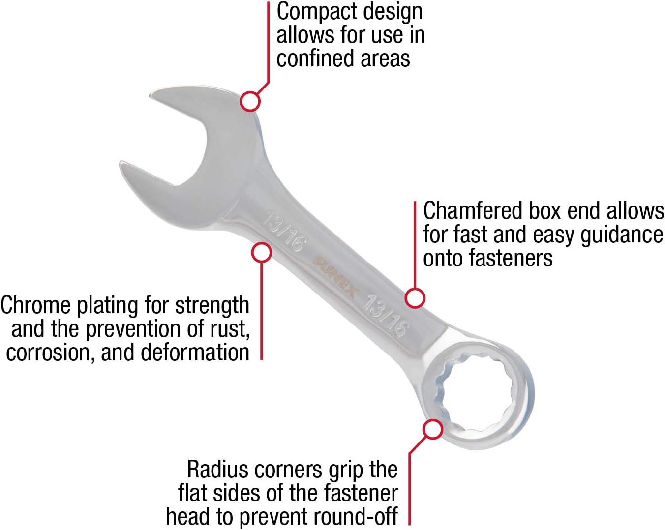 Sunex 9930 Stubby Combination Wrench 7/8 In