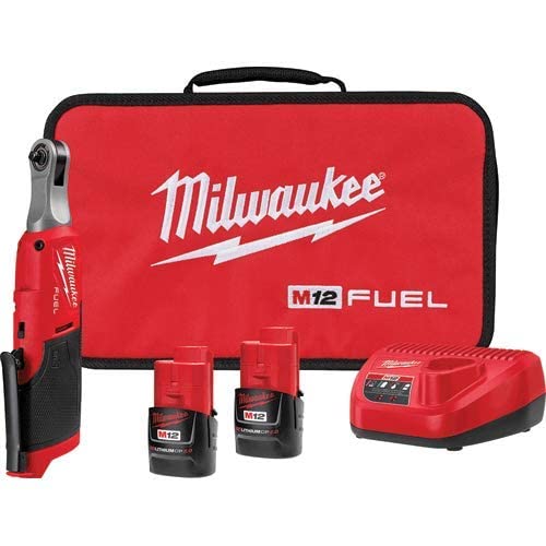 Milwaukee 2566-22 M12 FUEL Brushless Lithium-Ion 1/4 In Cordless High Speed Ratchet Kit with 2 Batt