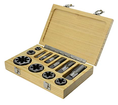 Drill America DWTNPT-SET 12 Piece Carbon Steel NPT Pipe Tap and Die Set 1/8" - 1"