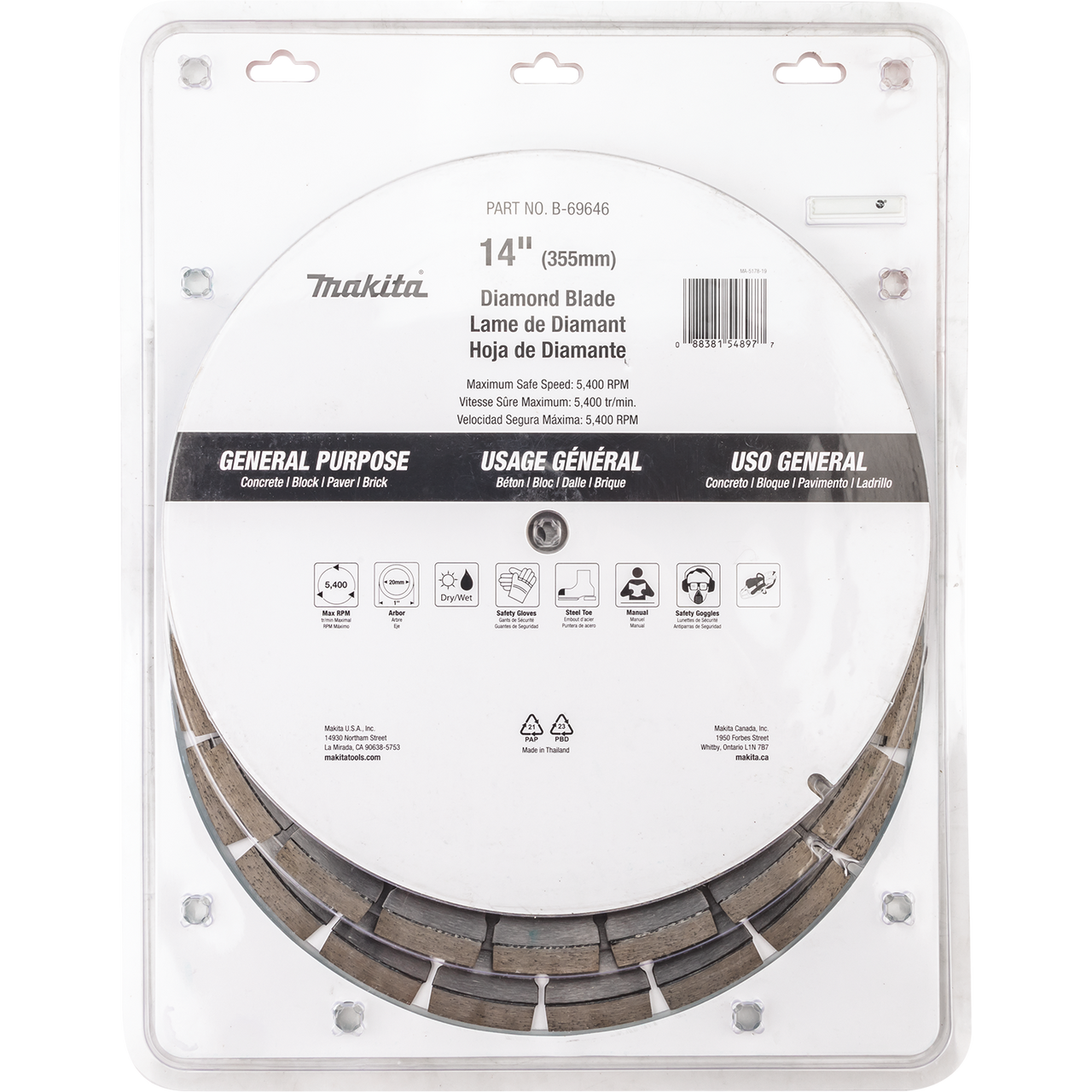 14" Diamond Blade, Segmented, General Purpose, Contractor 3/pk