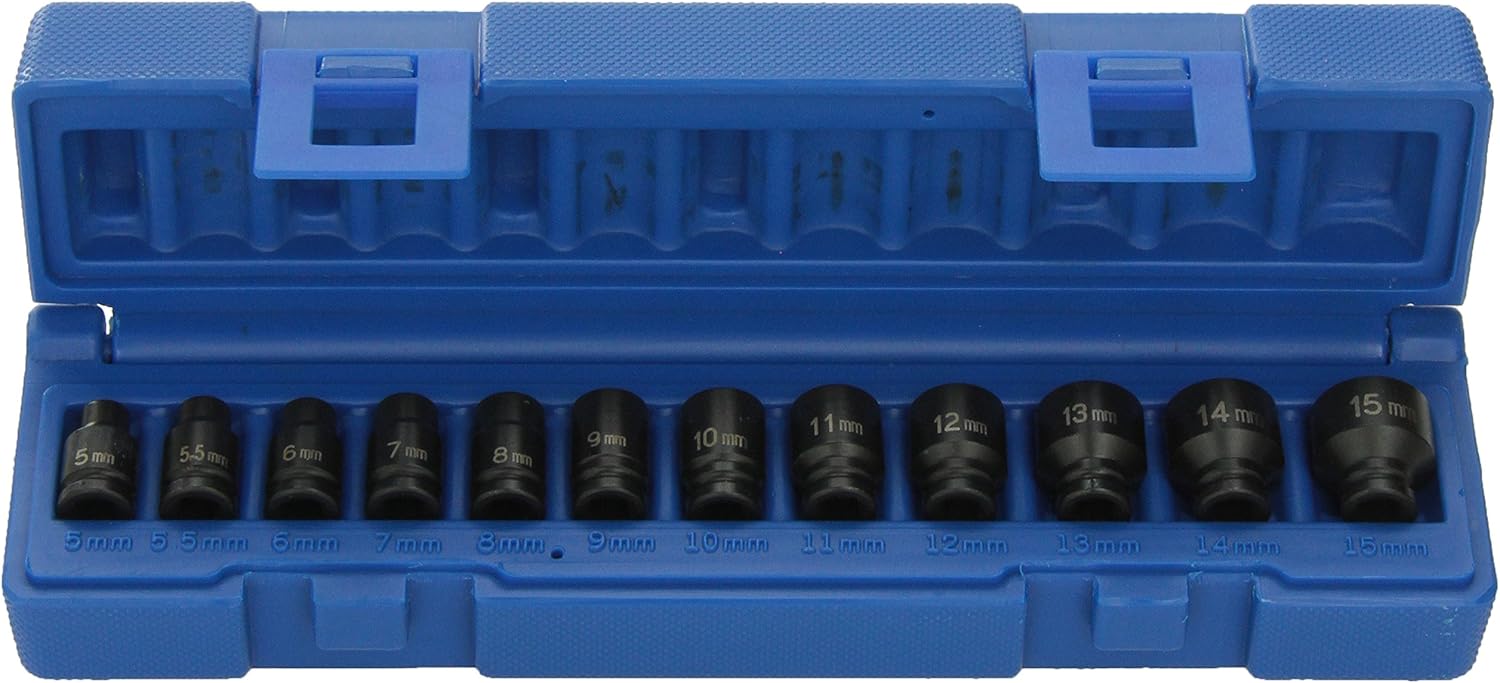 Grey Pneumatic 9712MG 1/4" Drive Standard Length Magnetic Impact Set