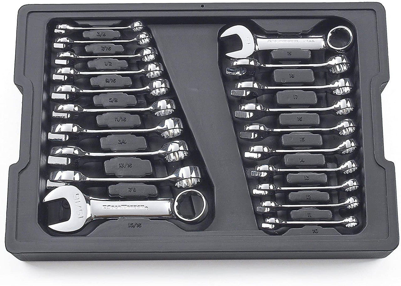 GEARWRENCH 20 Pc. 12 Point Stubby Combination SAE/Metric Wrench Set - 81903