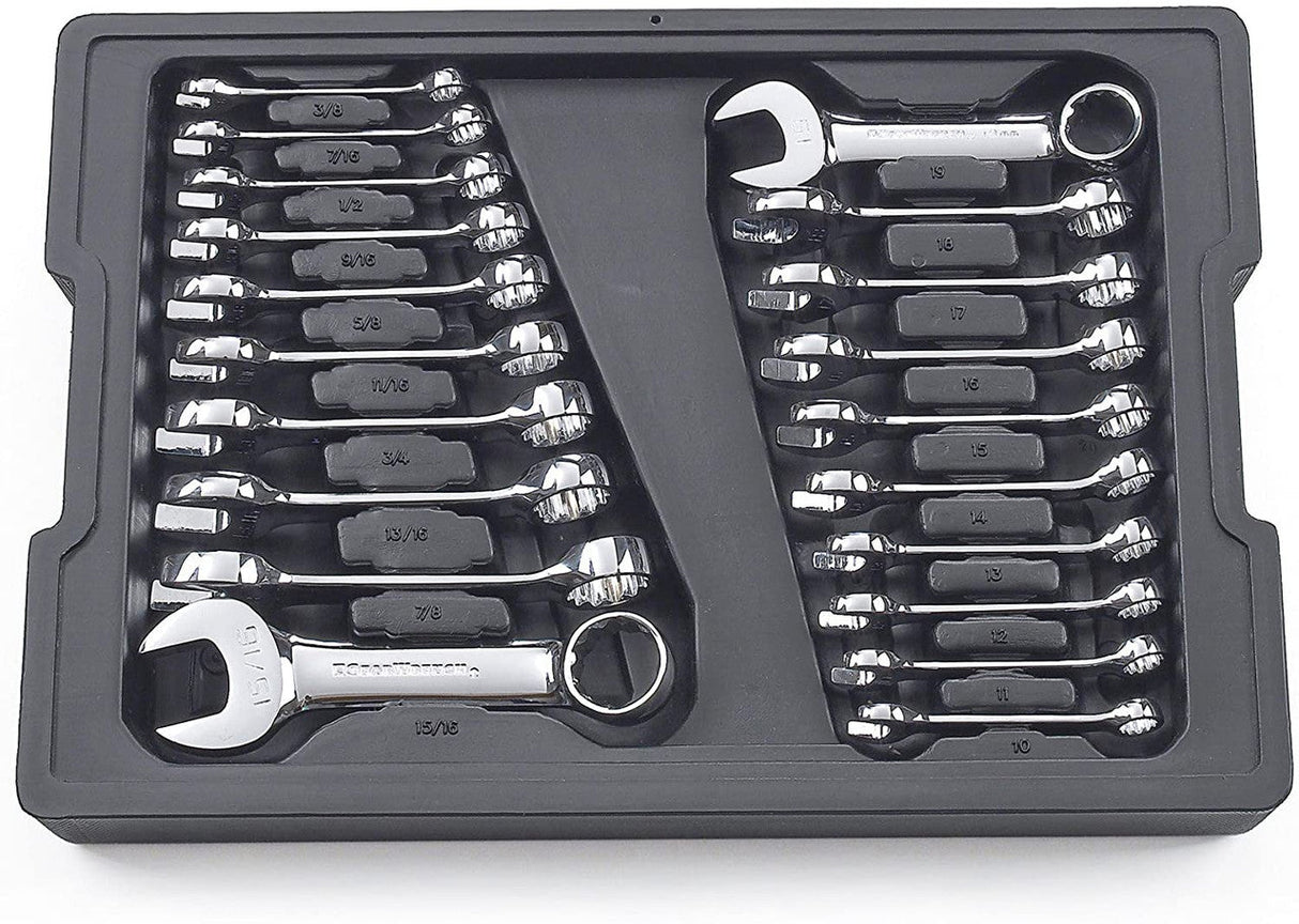 GEARWRENCH 20 Pc. 12 Point Stubby Combination SAE/Metric Wrench Set - 81903