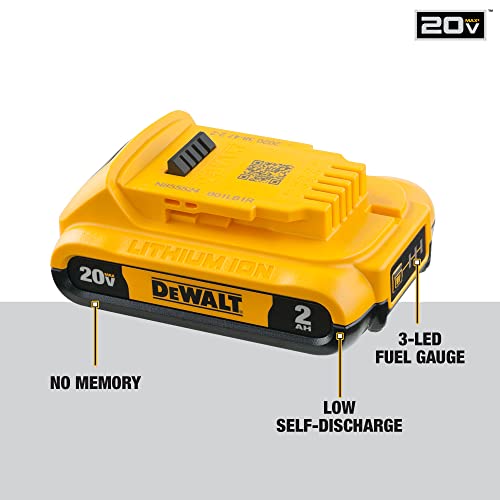DeWalt DCB203-2 20V MAX Battery, Compact 2.0Ah Double Pack