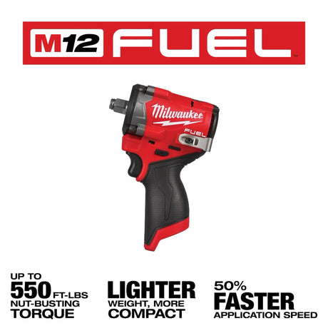 Milwaukee 2563-20 M12 Fuel Trade Stubby 1/2 Impact Wrench