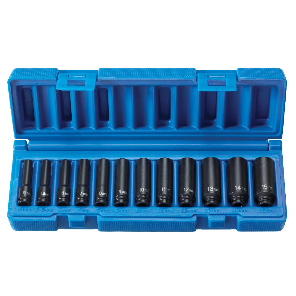 Grey Pneumatic 9712MDG 1/4" Drive Deep Length Magnetic Impact Set