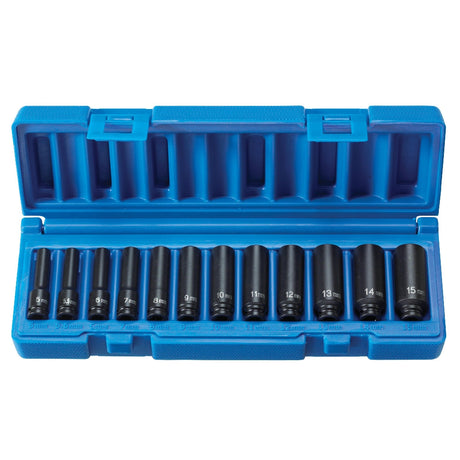 Grey Pneumatic 9712MDG 1/4" Drive Deep Length Magnetic Impact Set