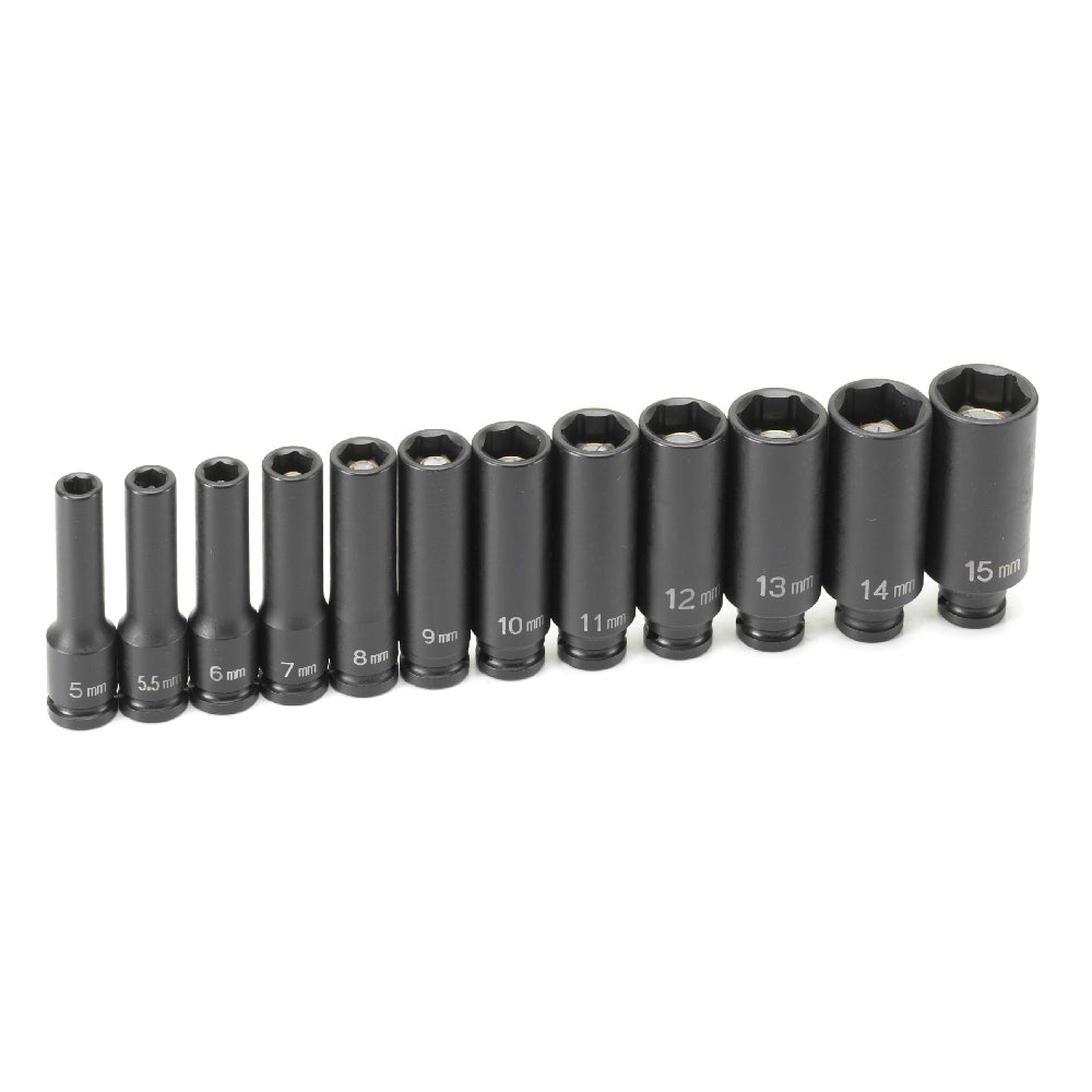 Grey Pneumatic 9712MDG 1/4" Drive Deep Length Magnetic Impact Set