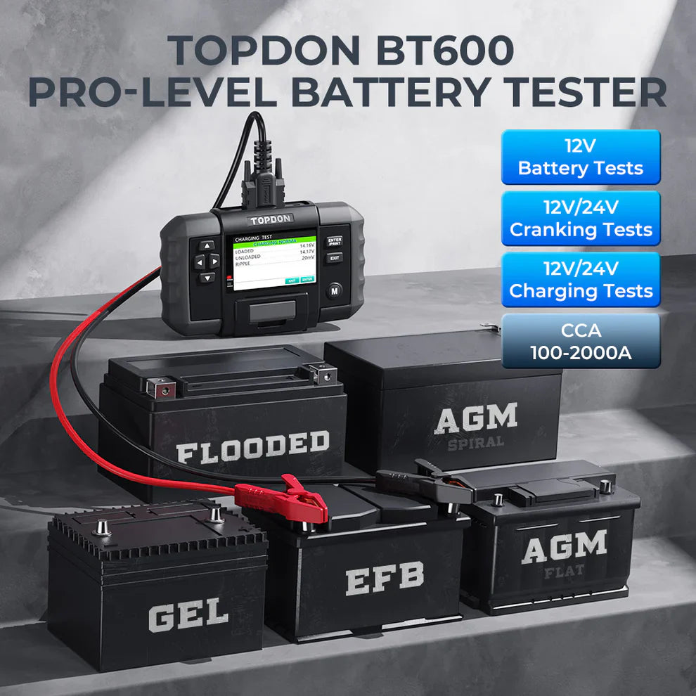 Topdon BT600 12V Battery 12V/24V System Tester W/Built-In Printer