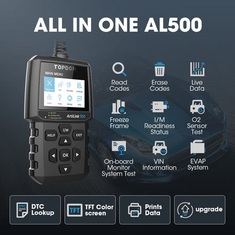 Topdon Al500 Code Reader - 10 Obdii Modes Data Graphing