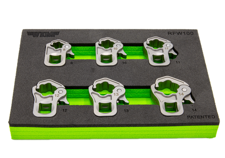 VIM Tools RFW100 6 Piece 3/8 Drive Ratcheting Flare Nut Wrench Set