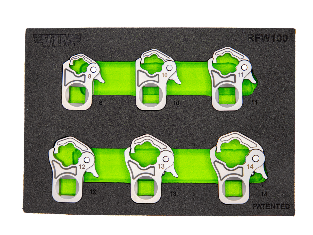 VIM Tools RFW100 6 Piece 3/8 Drive Ratcheting Flare Nut Wrench Set