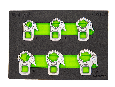 VIM Tools RFW100 6 Piece 3/8 Drive Ratcheting Flare Nut Wrench Set