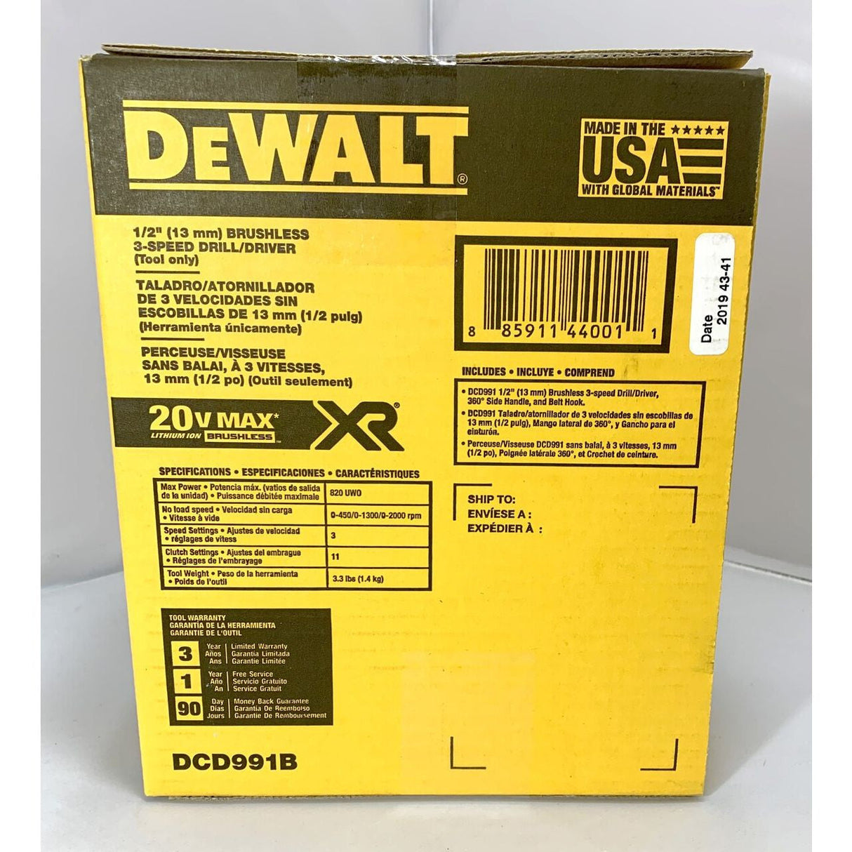 20V MAX* CORDLESS BRUSHLESS XR® 3-SPEED DRILL / DRIVER KIT