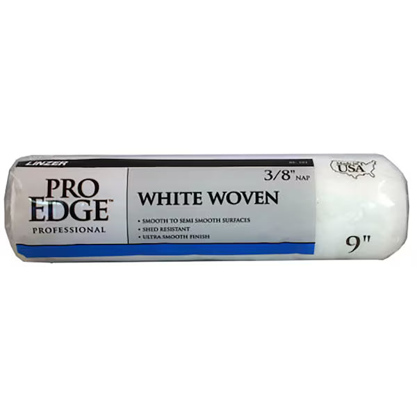 Linzer RC 100 0900 9" Pro Edge White Woven Smooth to Semi-Smooth Roller Cover 3/16" Nap