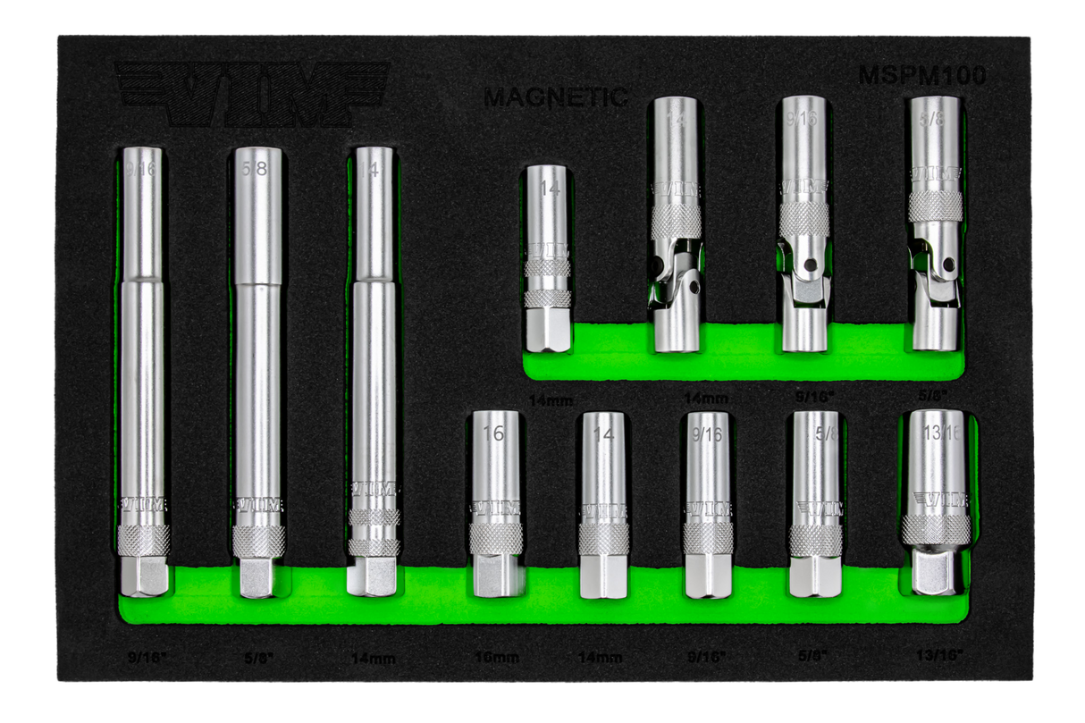VIM Tools MSPM100 12 Piece Magnetic Spark Plug Socket Set