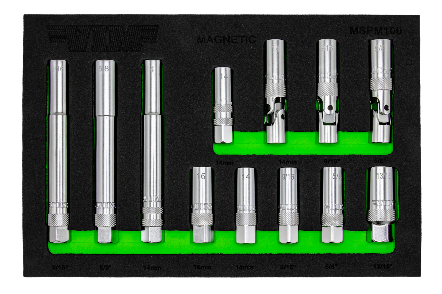 VIM Tools MSPM100 12 Piece Magnetic Spark Plug Socket Set