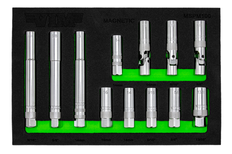 VIM Tools MSPM100 12 Piece Magnetic Spark Plug Socket Set
