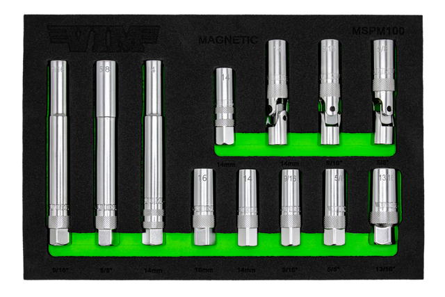 VIM Tools MSPM100 12 Piece Magnetic Spark Plug Socket Set