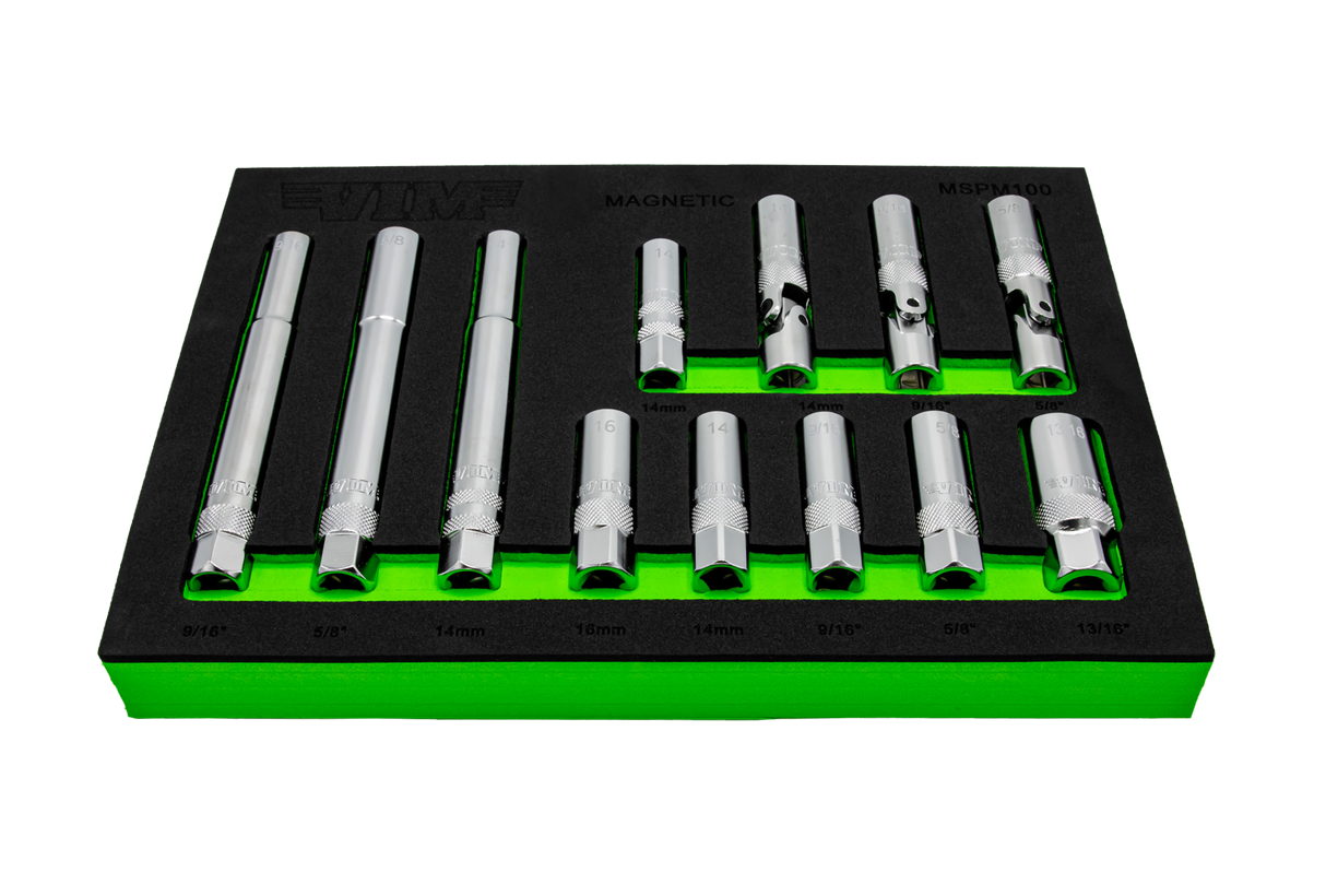 VIM Tools MSPM100 12 Piece Magnetic Spark Plug Socket Set