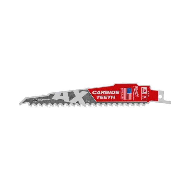 Milwaukee 6 in. 5 TPI Carbide-Tooth The AX SAWZALL Blade (1 PK) – 48-00-5221