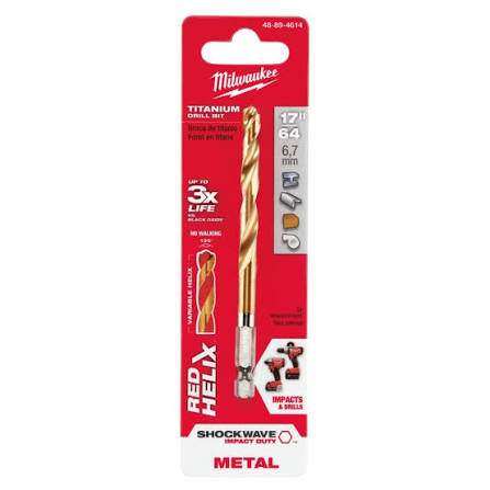 Milwaukee SHOCKWAVE RED HELIX Titanium Drill Bit – 48-89-4614