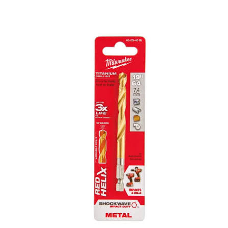 Milwaukee SHOCKWAVE RED HELIX Titanium Drill Bit – 48-89-4616