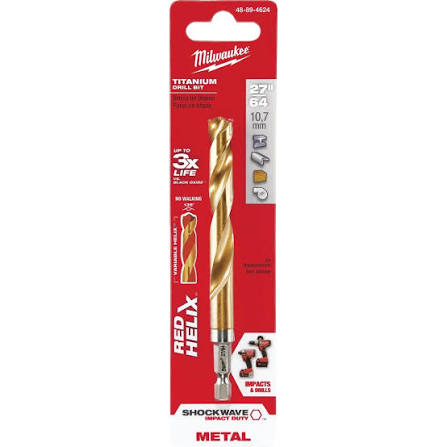 Milwaukee SHOCKWAVE RED HELIX Titanium Drill Bit – 48-89-4624