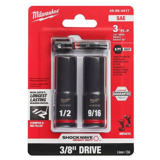 Milwaukee SHOCKWAVE Impact Duty 1/2 in. Drive SAE Deep 6-Point Socket Set 3PC – 49-66-4485