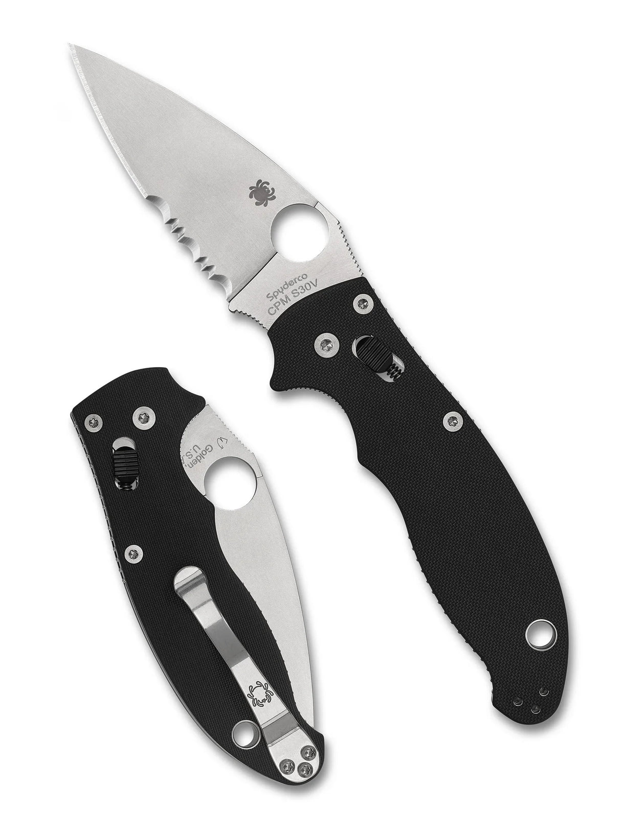 Spyderco C101GPBBK2 Manix2 Black G-10 Black Blade Plainedge Knife