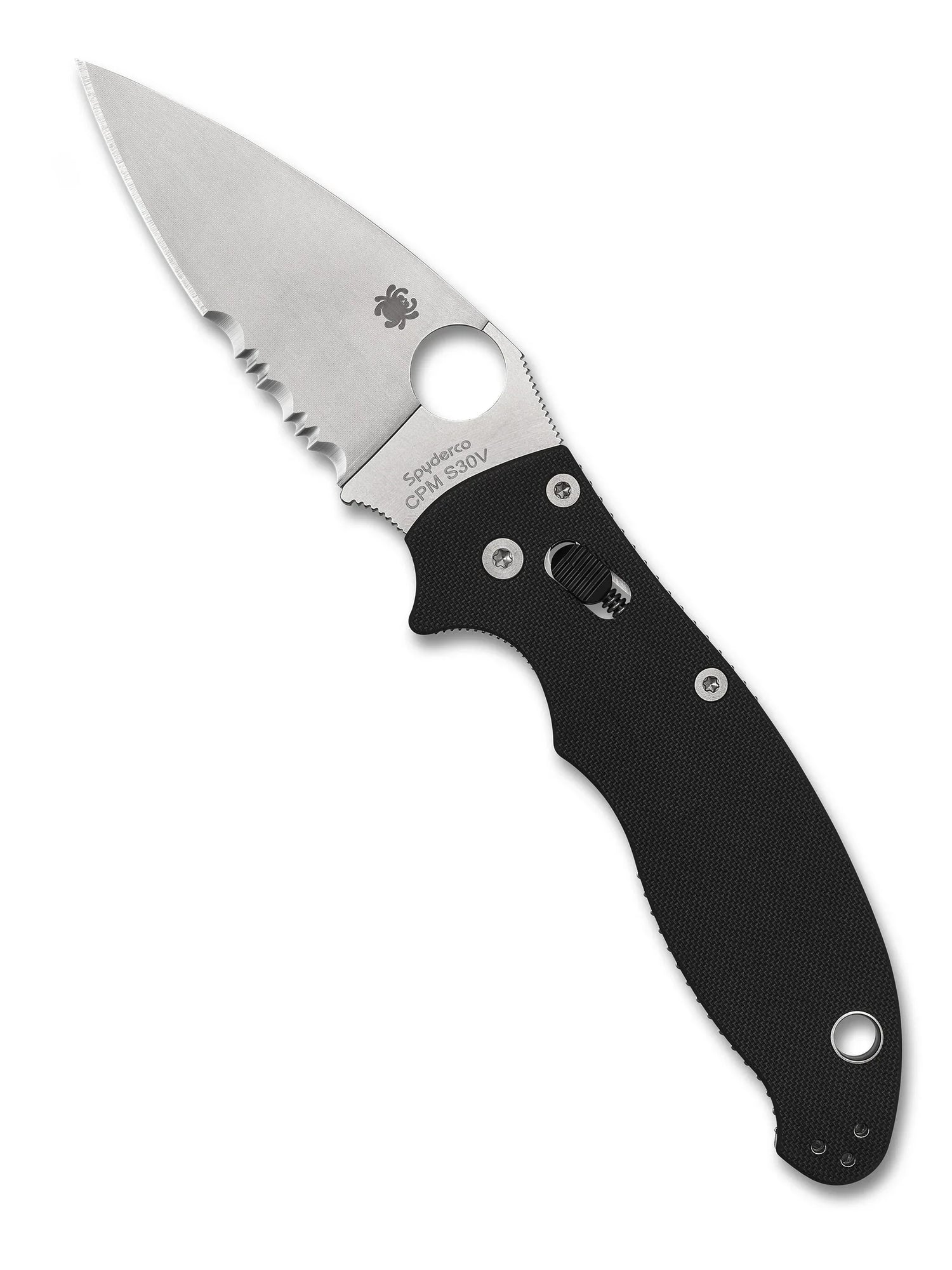 Spyderco C101GPBBK2 Manix2 Black G-10 Black Blade Plainedge Knife