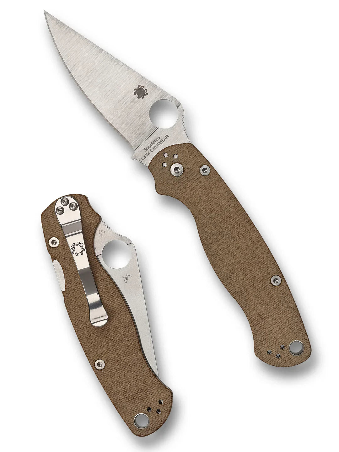 Spyderco C81MPCW2 Para Military 2 Brown Canvas Micarta CPM Cru-Wear