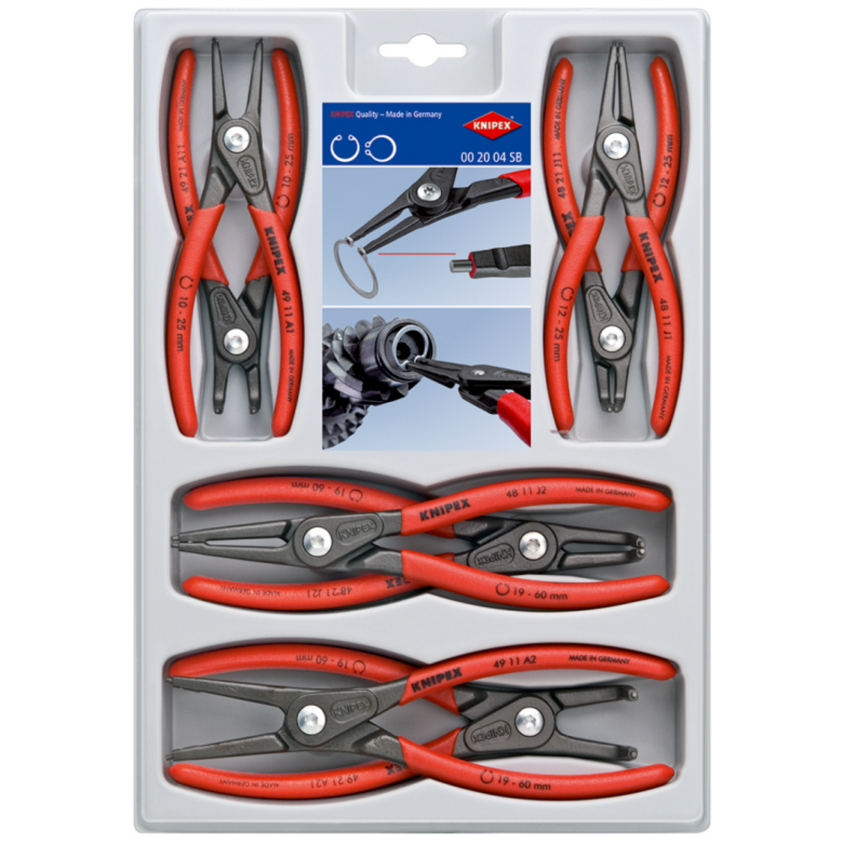 Knipex 00 20 04 SB Precision Circlip Snap-Ring Pliers 8-Piece Set