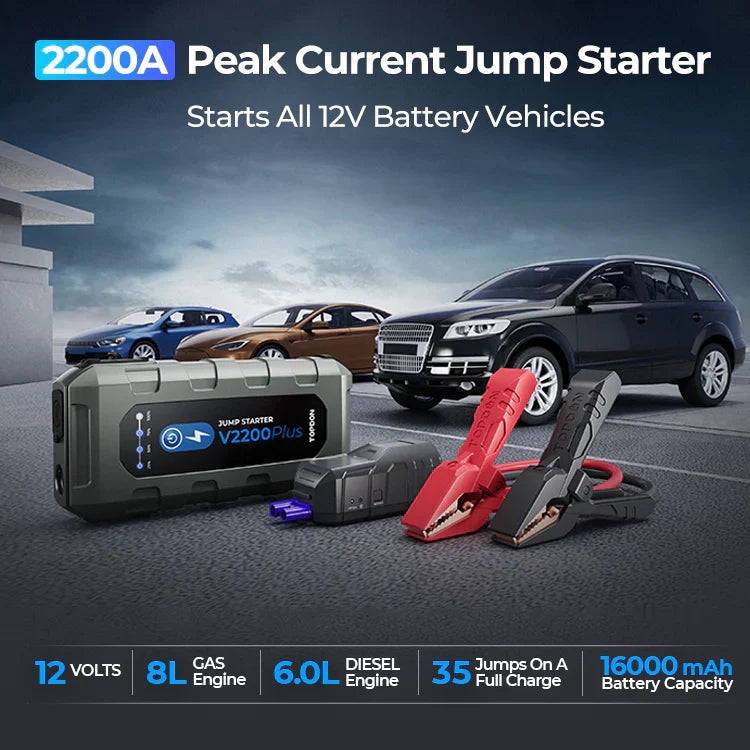 Topdon V2200PLUS 2-In-1 2200 Peak Amp Jump Starter Battery/System