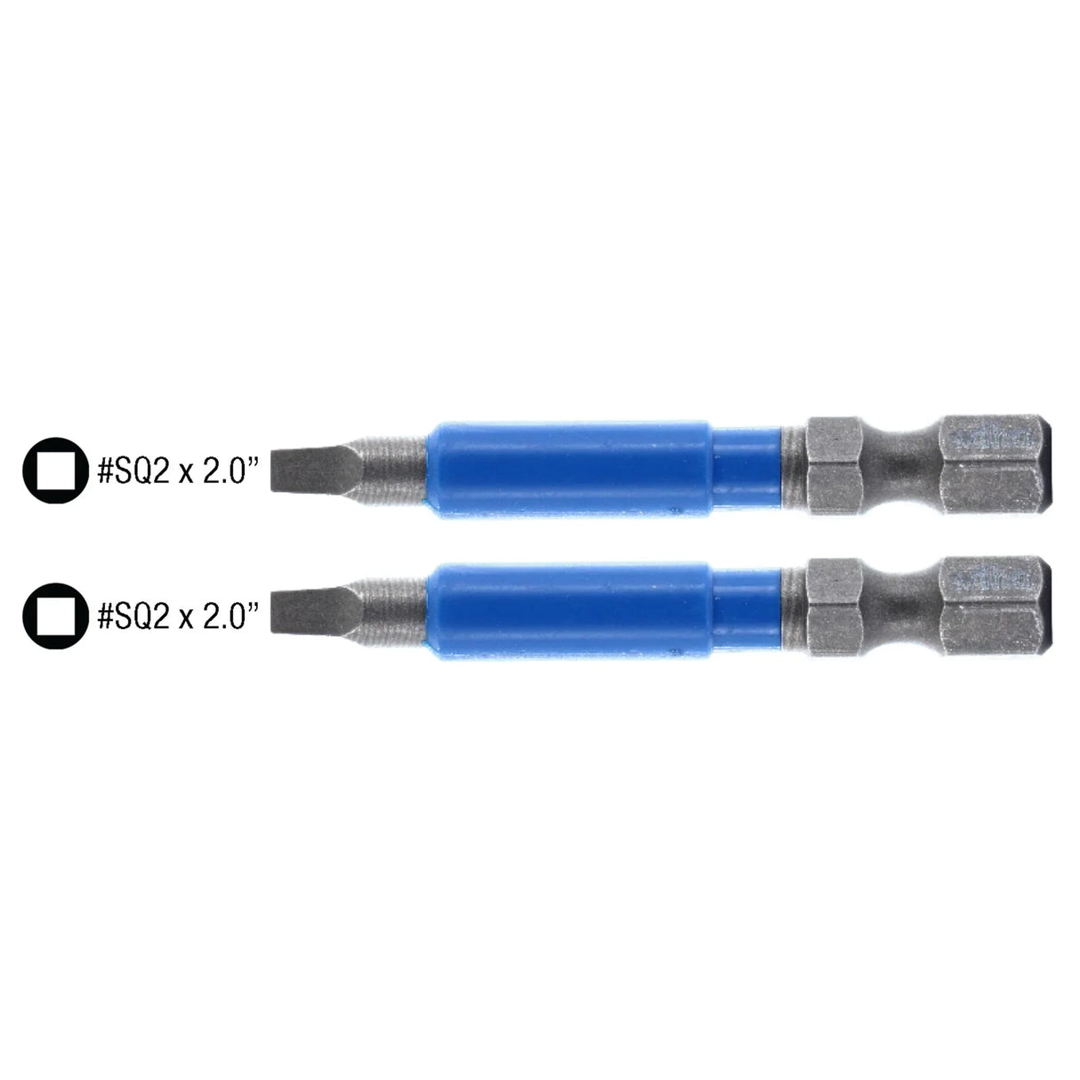 Wiha 70225 TerminatorBlue Impact Bit Square #2 - 2 Inch - 2 Pack