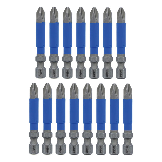Wiha 70242 TerminatorBlue Impact Bit Phillips #2 - 2 Inch - 15 Pack
